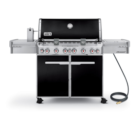 Weber Summit E-670 Black Porcelain Enamel 6-Burner (60,000-BTU) Gas Grill with Side and Rotisserie Burners and Integrated Smoker Box 7471001